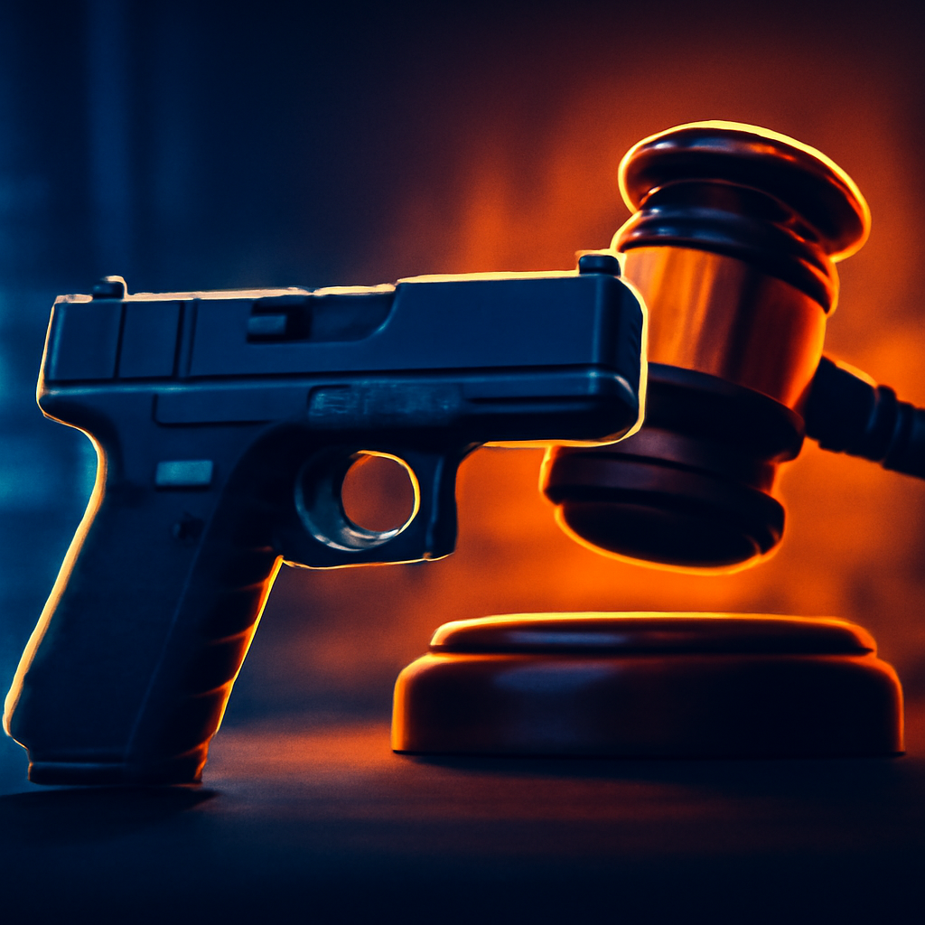 AI-generated editorial illustration for: Part of a key firearms law lapsed following a federal court decision. What happens now?
