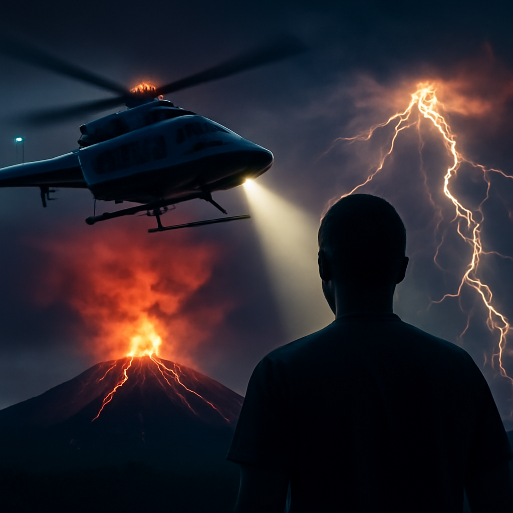 AI-generated editorial illustration for: US tourist killed by lightning on Sicily's Mount Etna
