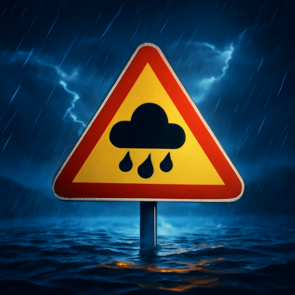 AI-generated editorial illustration for: Heavy showers and thunderstorms bring risk of flash flooding to UK