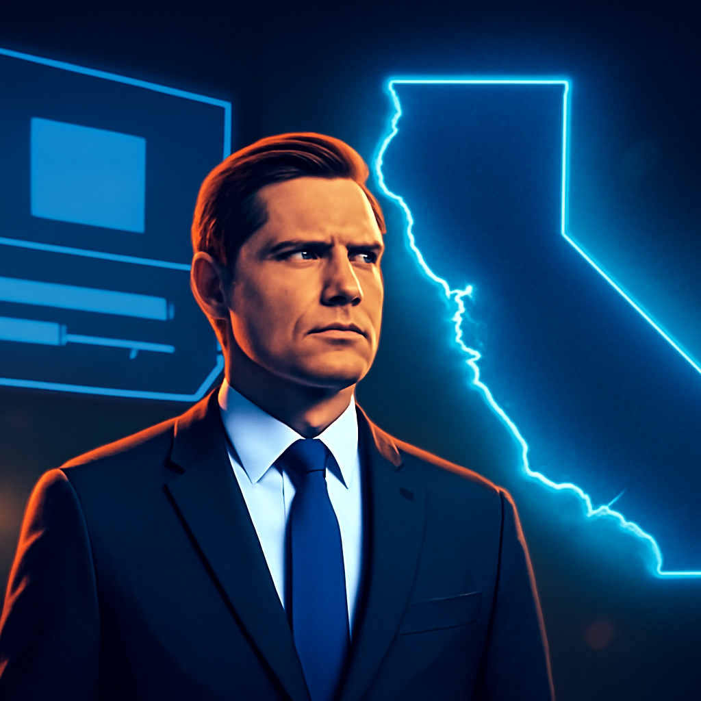 AI-generated editorial illustration for: Live Results: California special election to replace former Rep. Eric Swalwell