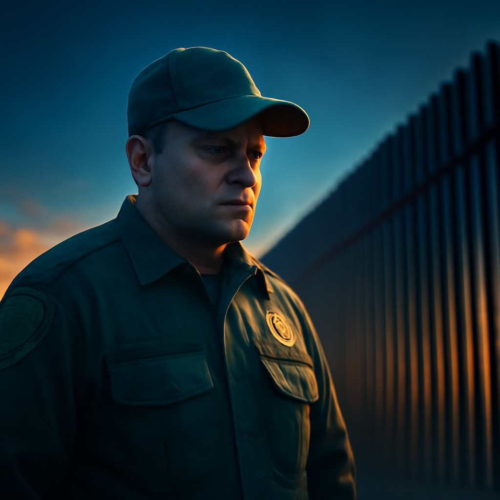 AI-generated editorial illustration for: L'administration Trump met un coup de frein au projet de barrières anti-immigration au Texas