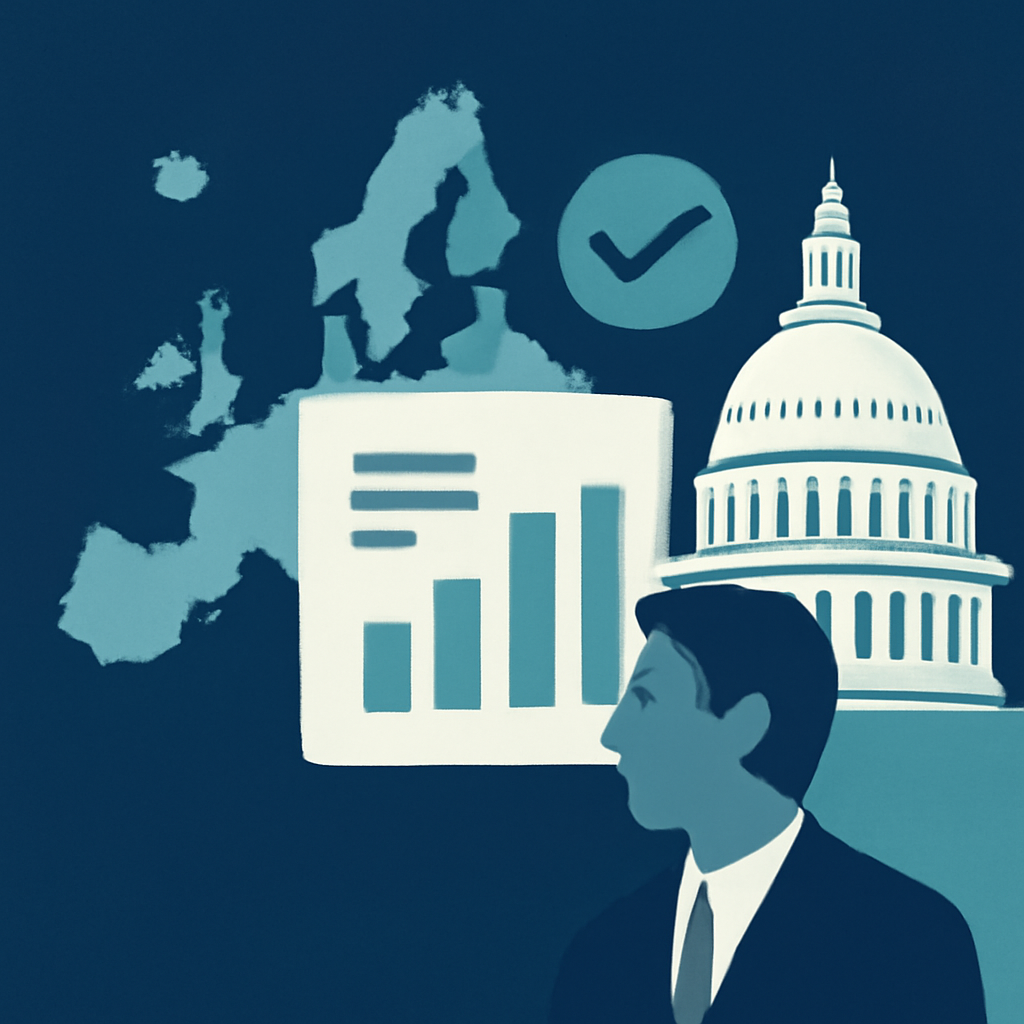 AI-generated editorial illustration for: US Senate advances measure to limit Trump's Iran war powers
