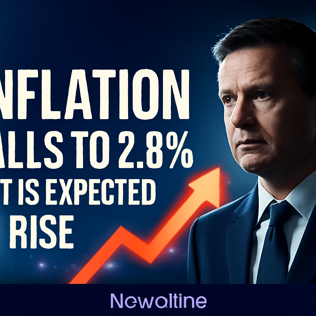 AI-generated editorial illustration for: Inflation falls to 2.8% but is expected to rise from here