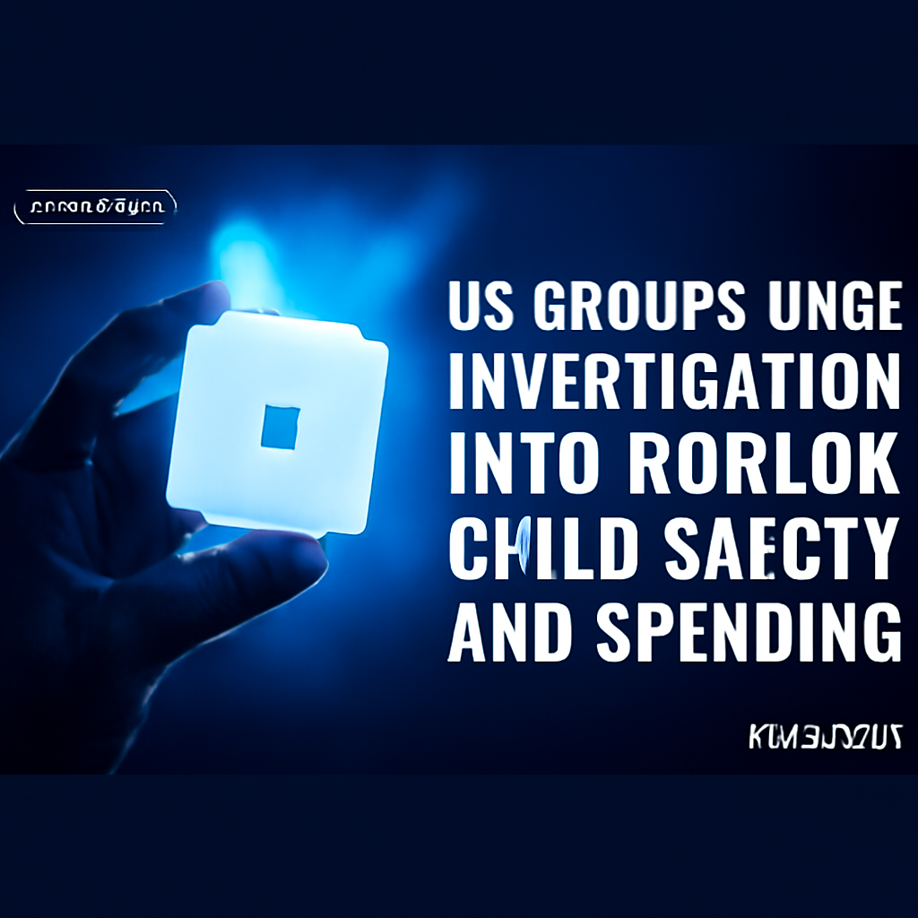 AI-generated editorial illustration for: US groups urge investigation into Roblox child safety and spending
