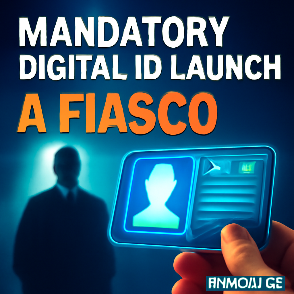 AI-generated editorial illustration for: Mandatory digital ID launch called 'a fiasco' by scrutiny committee