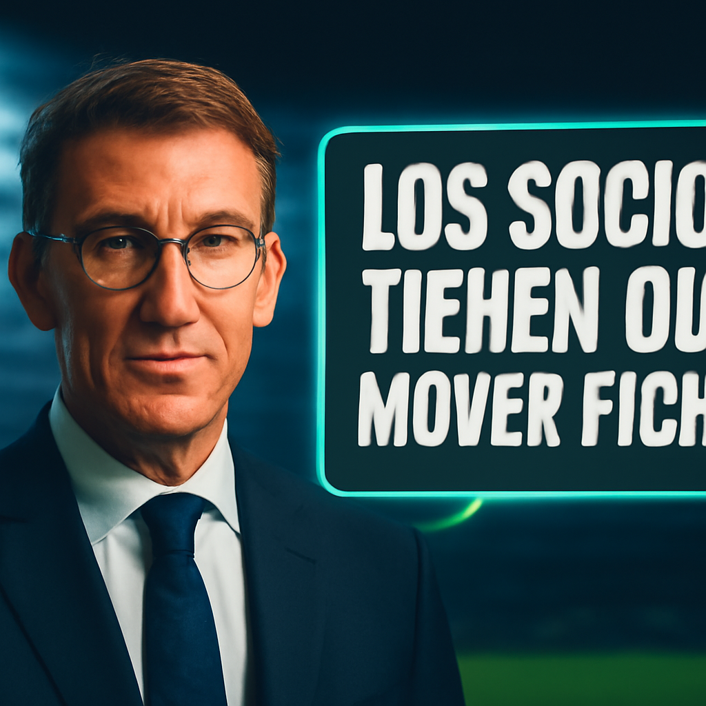 AI-generated editorial illustration for: Feijóo, ante la posibilidad de una moción de censura: “Los socios tienen que mover ficha”