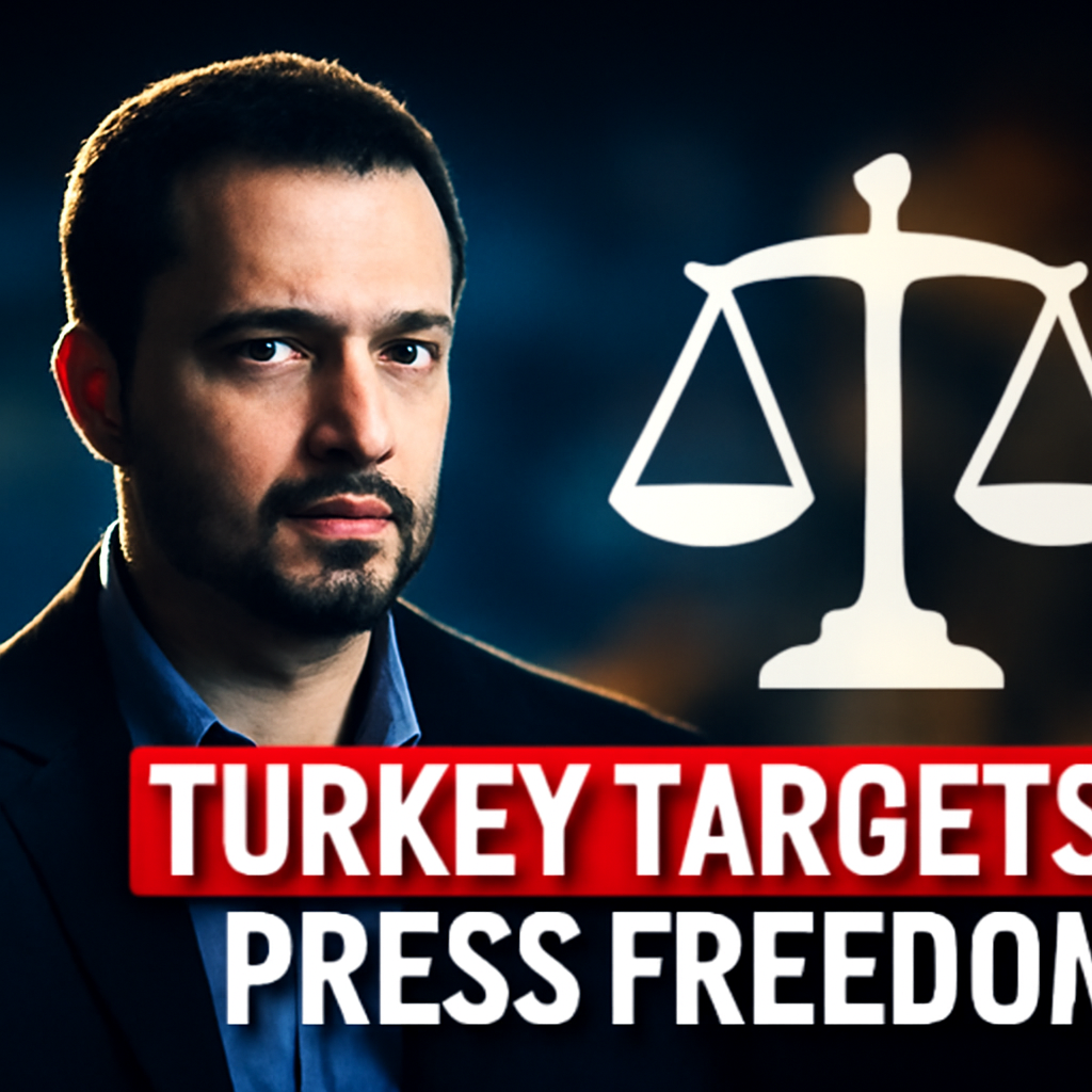 AI-generated editorial illustration for: Turkey targets press freedom in trial of DW's Alican Uludag