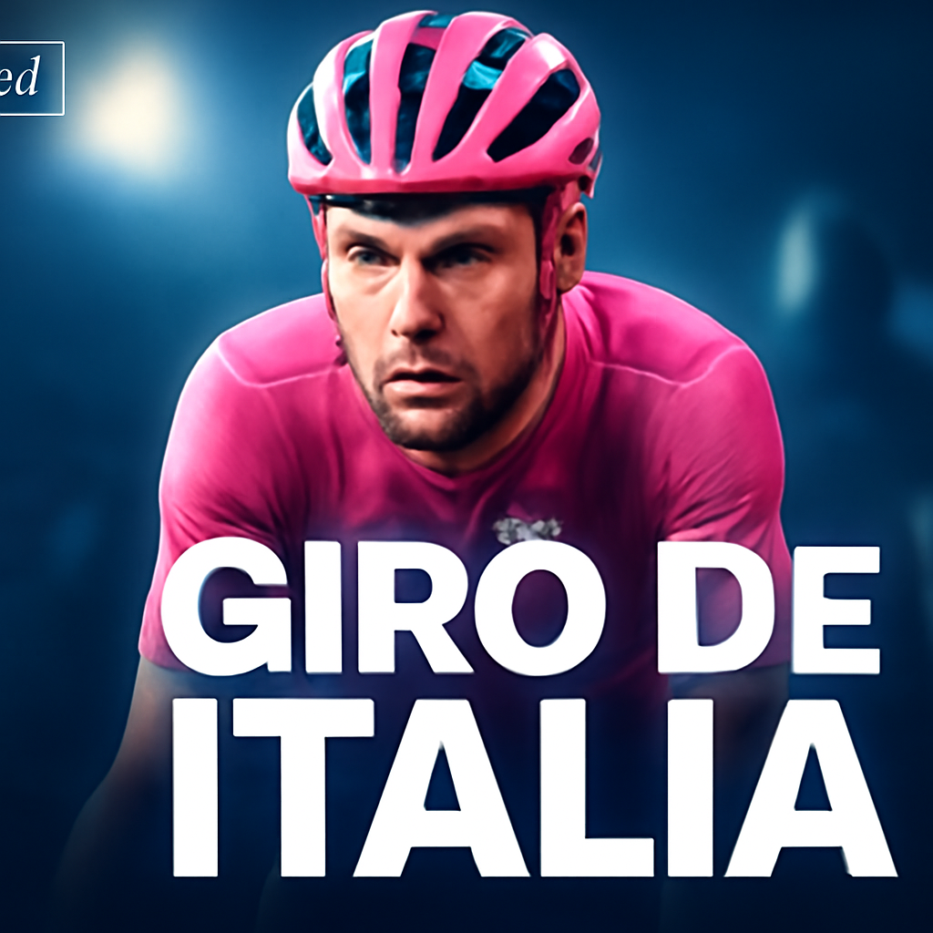 AI-generated editorial illustration for: Afonso Eulálio, un portugués duro e irreverente que resiste de rosa en el Giro de Italia