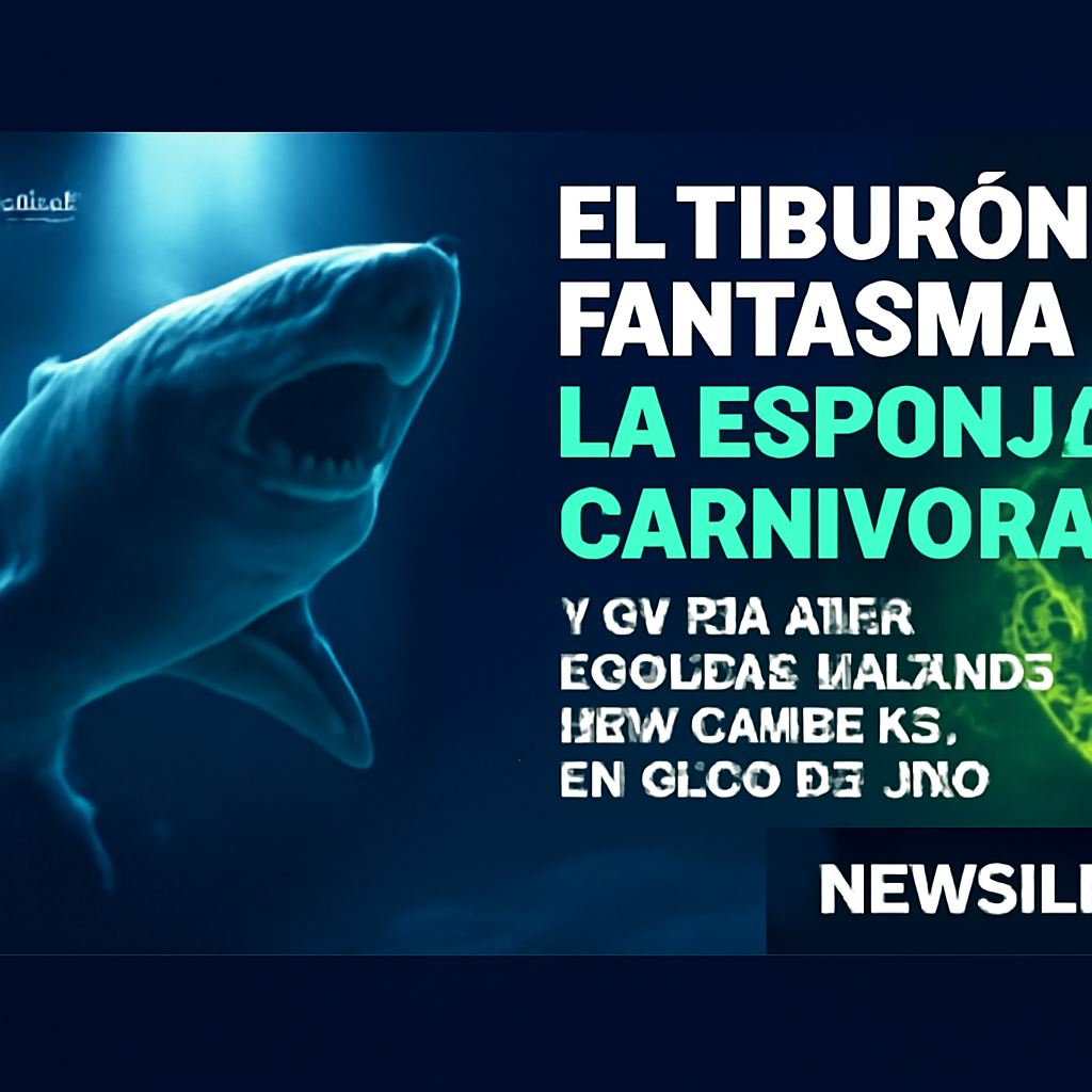 AI-generated editorial illustration for: El tiburón fantasma, la esponja carnívora y otras 1.100 especies marinas descubiertas en solo un año
