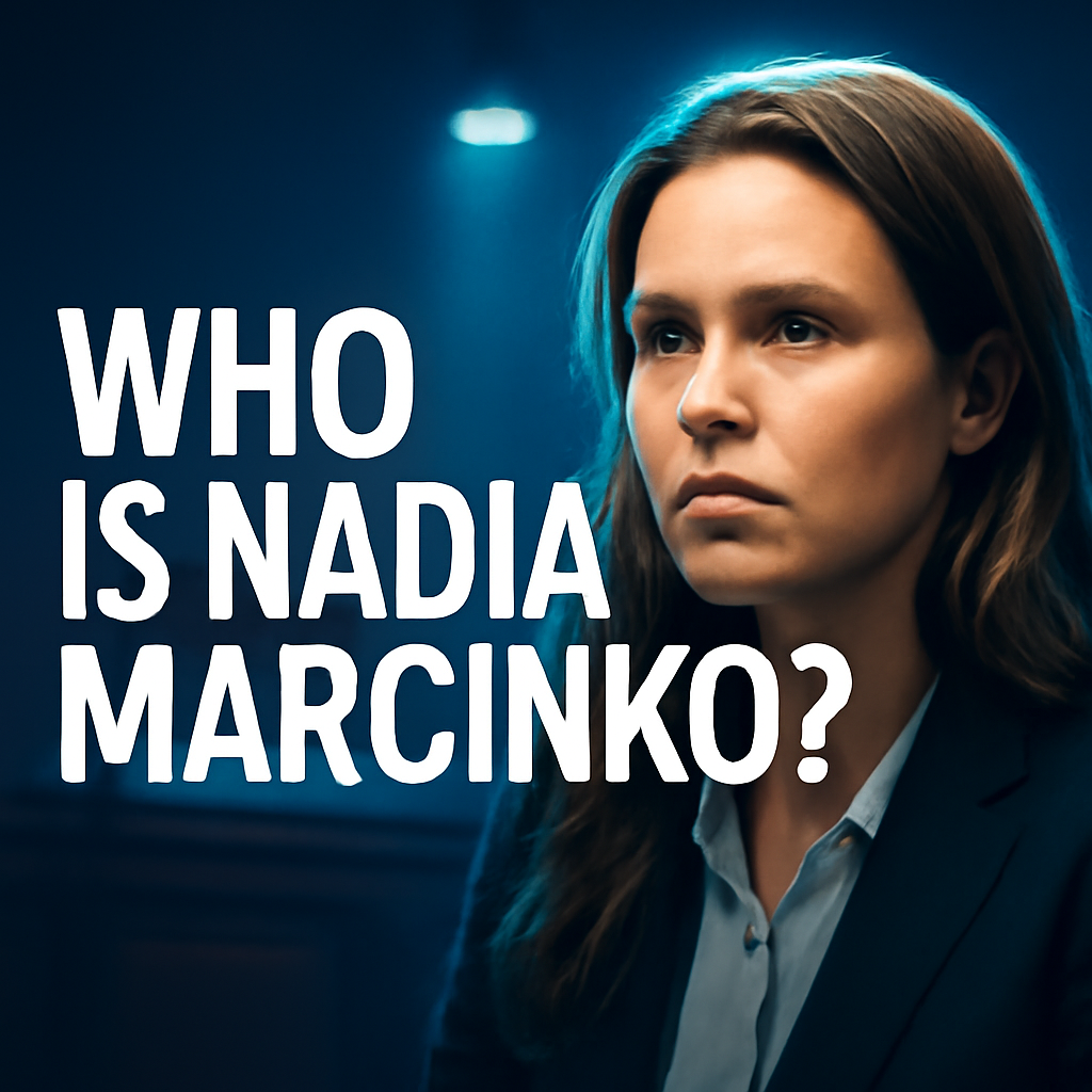 AI-generated editorial illustration for: Quién es Nadia Marcinko, la novia de Epstein señalada como cómplice de abusos sexuales que alegó ser víctima y goza de inmunidad
