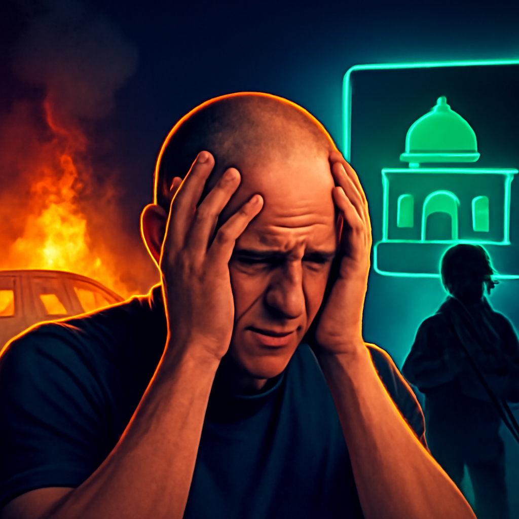 AI-generated editorial illustration for: هدم وحرق واعتقالات في اعتداءات لجيش الاحتلال والمستوطنين بالضفة