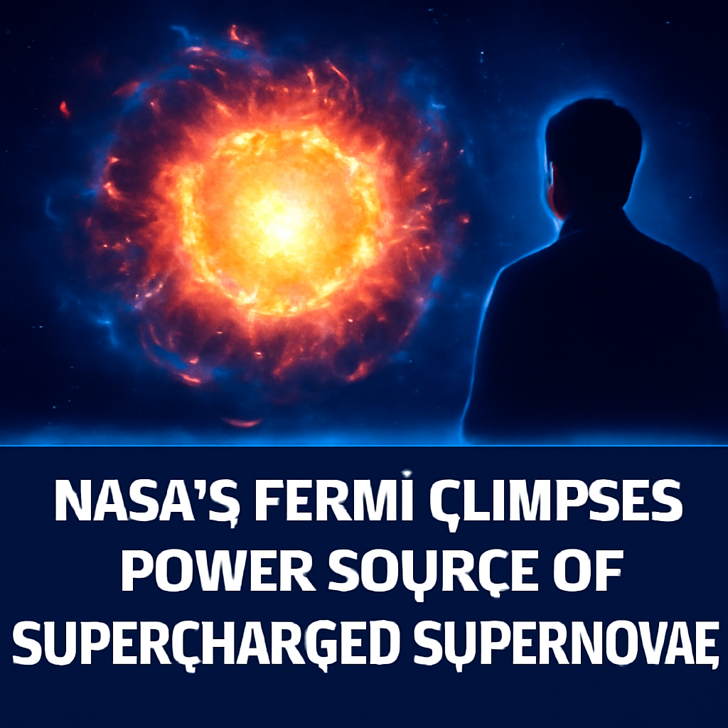 AI-generated editorial illustration for: NASA’s Fermi Glimpses Power Source of Supercharged Supernovae