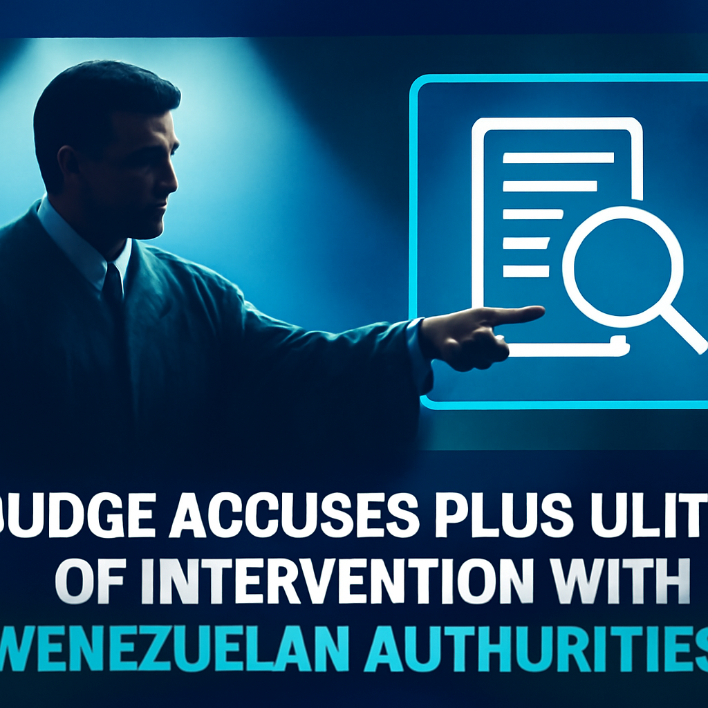 AI-generated editorial illustration for: El juez apunta que la supuesta trama intercedió ante autoridades venezolanas para conseguir permisos de vuelo a Plus Ultra