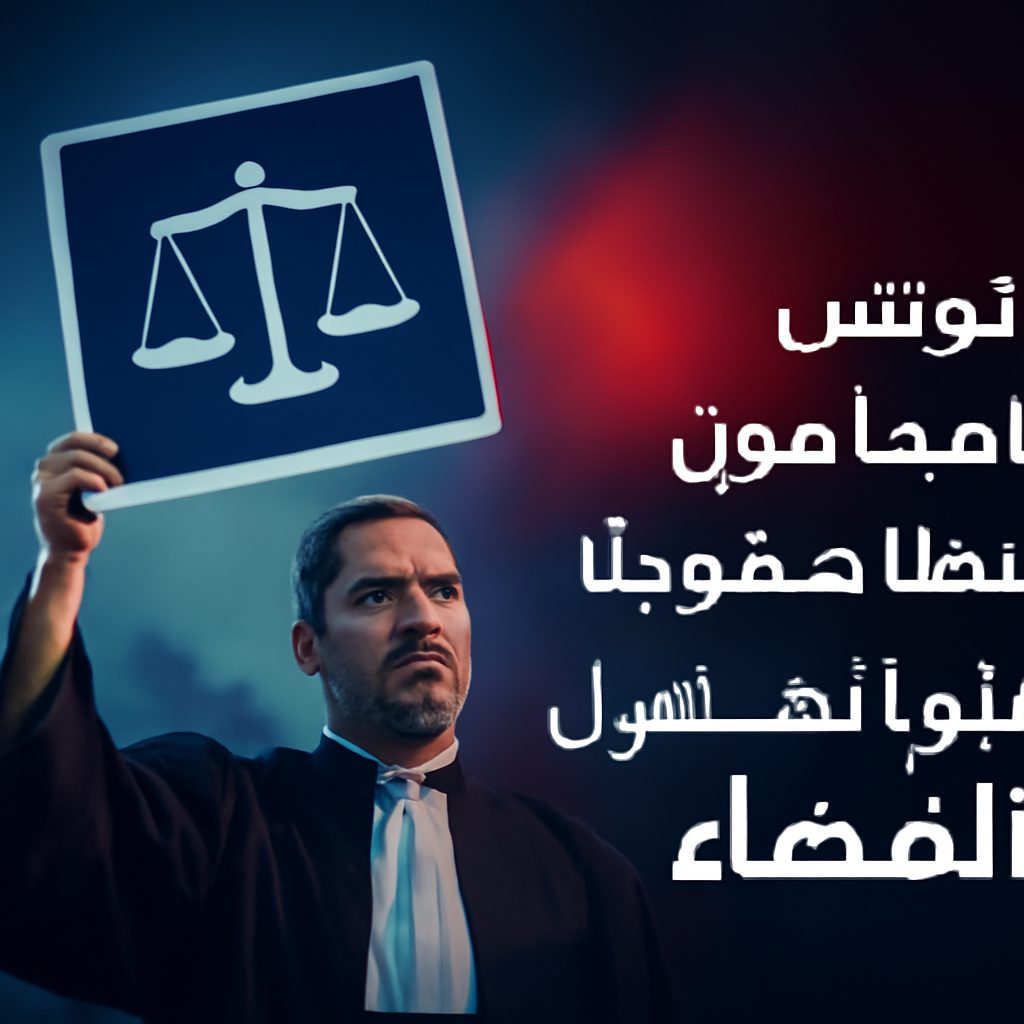 AI-generated editorial illustration for: تونس: المحامون يتظاهرون من أجل استقلال القضاء وضمانات لمحاكمات عادلة