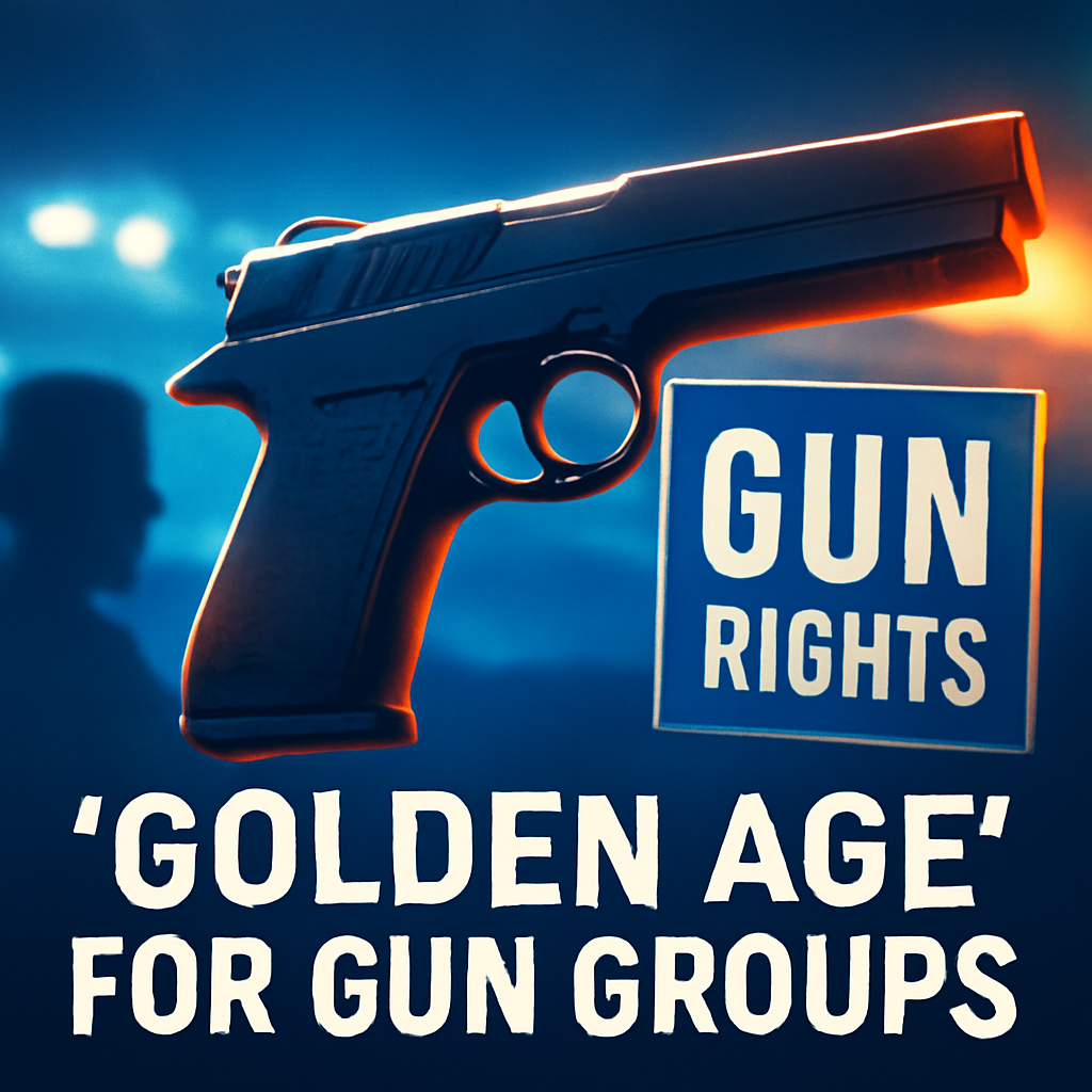 AI-generated editorial illustration for: Gun rights groups see 'golden age' under Trump administration