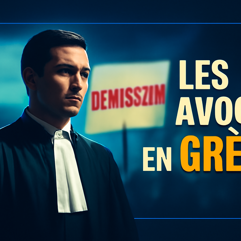 AI-generated editorial illustration for: Tunisie : les avocats en grève appellent à la démission de la ministre de la Justice