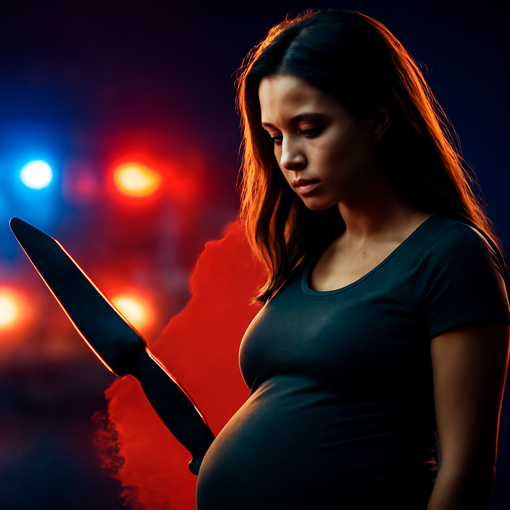 AI-generated editorial illustration for: El estremecedor crimen de una joven embarazada reaviva la crisis de feminicidios en Colombia