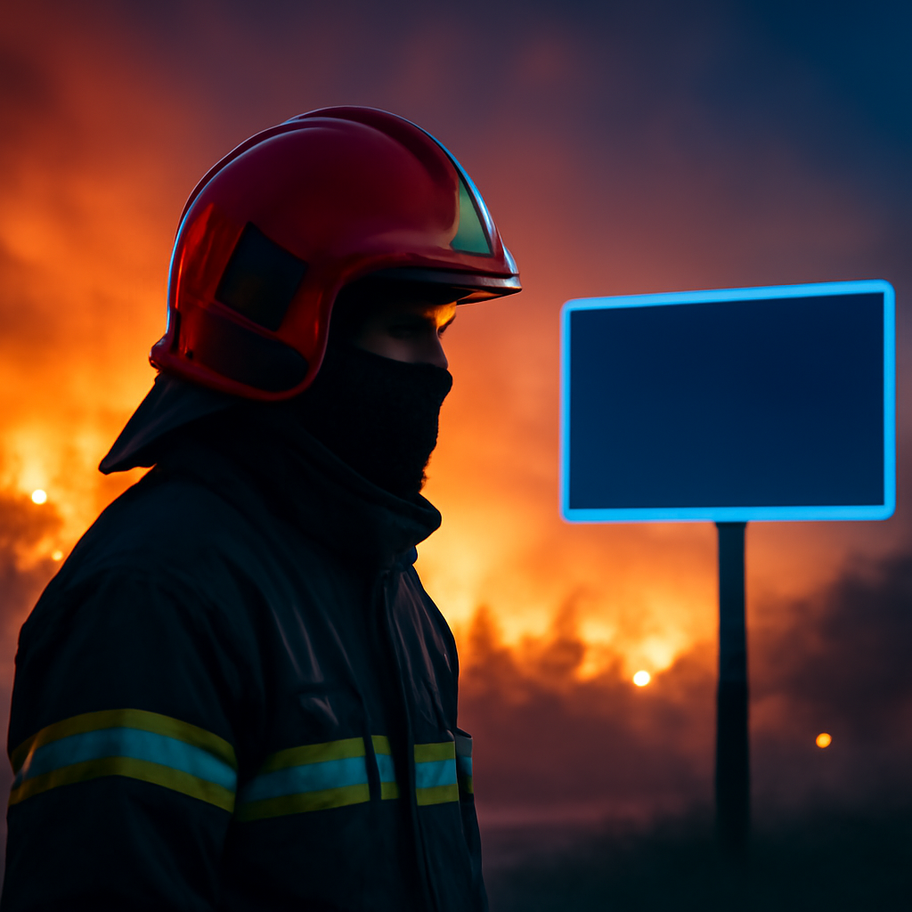 AI-generated editorial illustration for: 🔴 En direct - Incendies en Gironde : "situation critique" et nouvelles évacuations près de Bordeaux